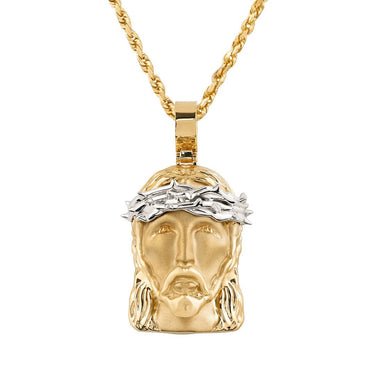 Two Tone 14k Gold Jesus Head Pendant